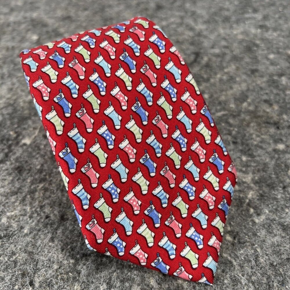 Vineyard Vines  Boys / Short Mens Tie Red  Christmas Stockings ~50"